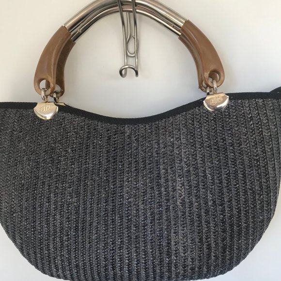 Pier Giorgio Black Rattan Woven Handbag - Picture 6 of 11